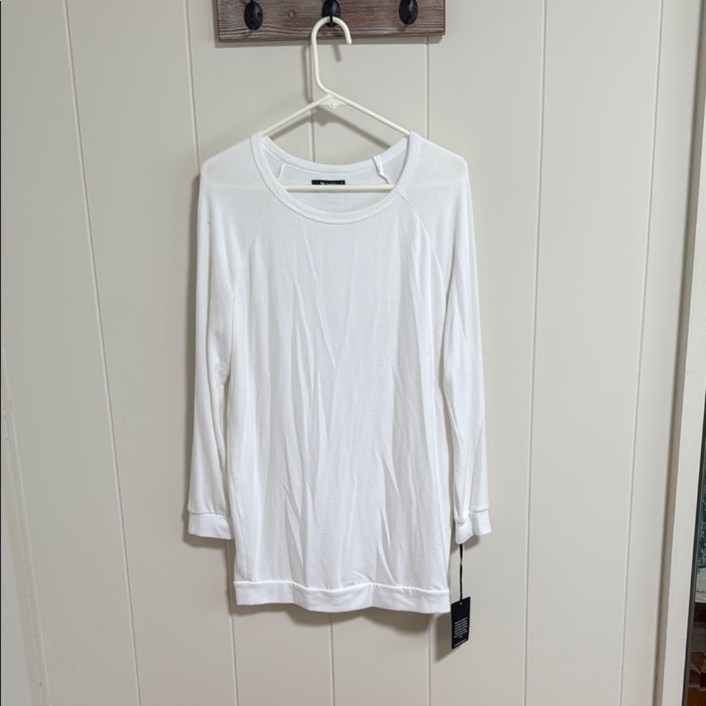 Michael Lauren White Long Sleeve Soft Sweater Dress